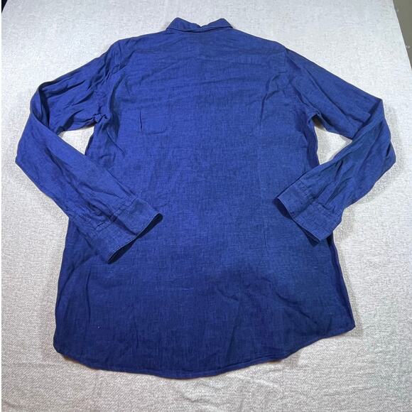 Eton Men’s 41/16 Blue 100% Linen Long Sleeve Button Front Collared Dress Shirt - Picture 2 of 7